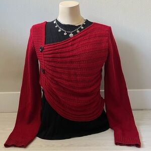 Black long sleeve with over layer of red fabric slouchy with 3 buttons Y2K